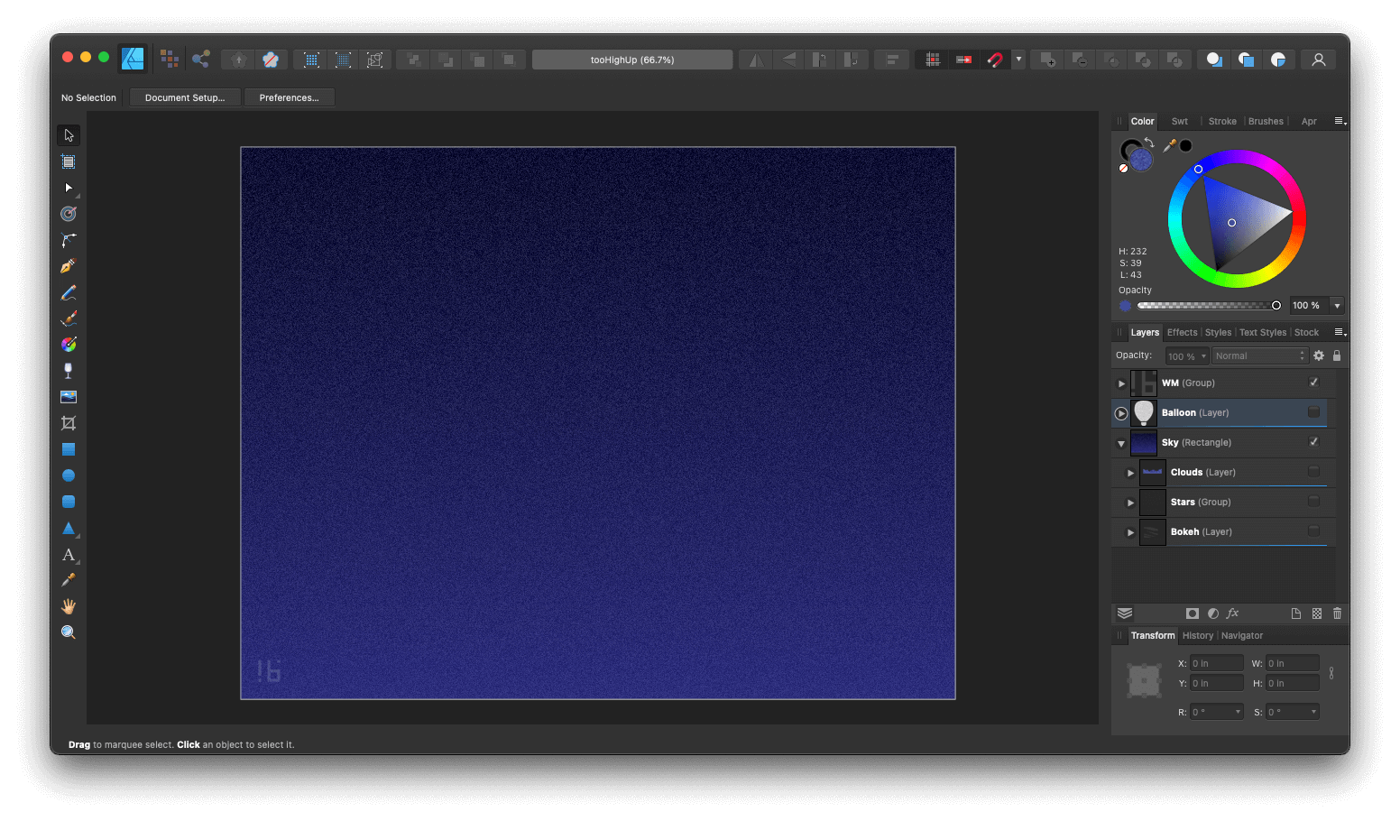 Too High Up in Affinity Designer