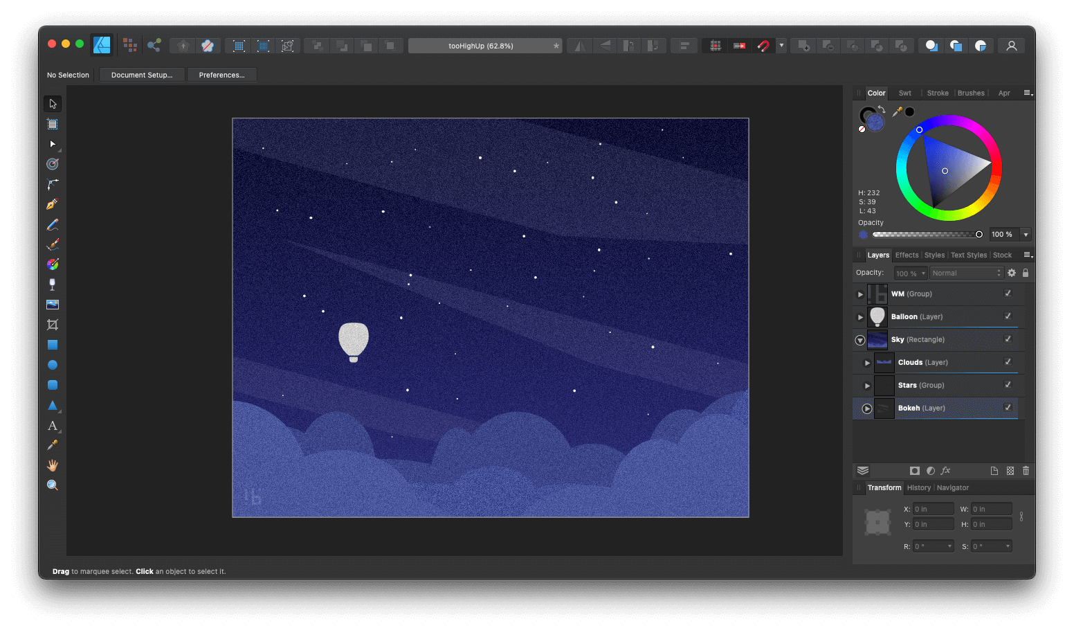 Too High Up in Affinity Designer